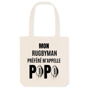 Totebag - Coton BIO : MON RUGBYMAN PREFERE M'APPELLE PAPA