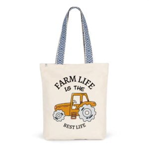 Totebag Ethnique - Coton BIO : FARM LIFE IS THE BEST LIFE