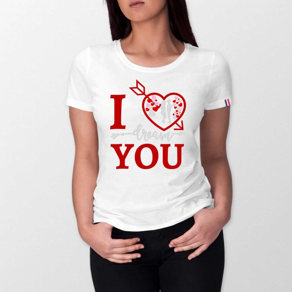 T-shirt Femme Made in France 100% Coton BIO I LOVE YOU