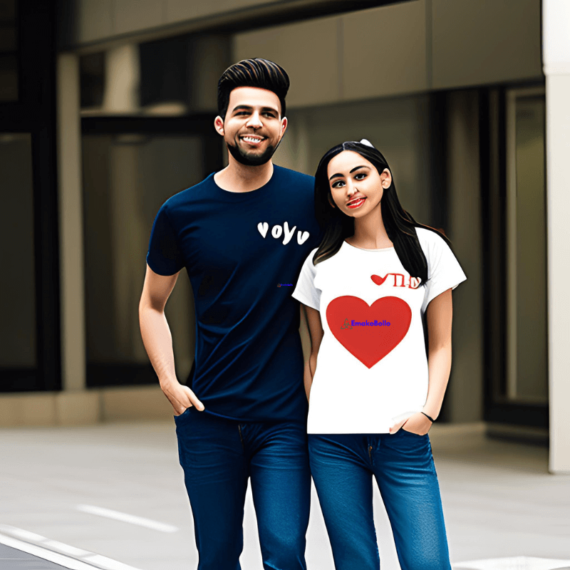 t-shirt personnalisé couple, t-shirt saint valentin, cadeau couple