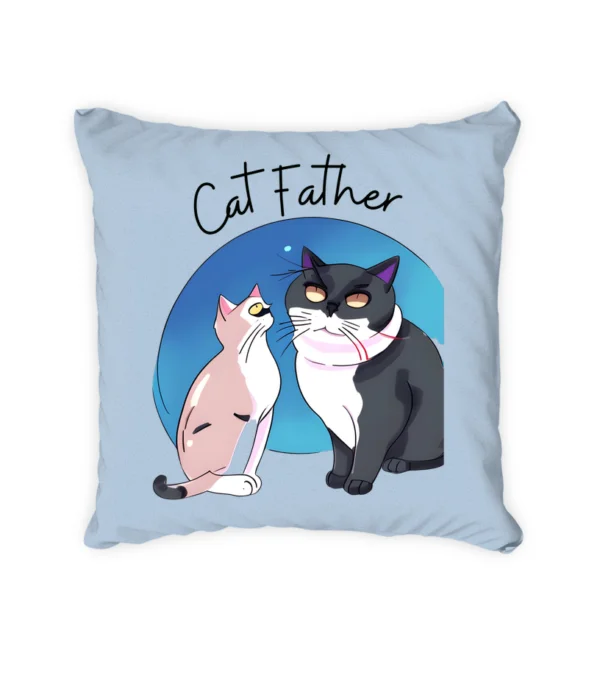 Satin Square Pillow Case Cat Father – Image 4