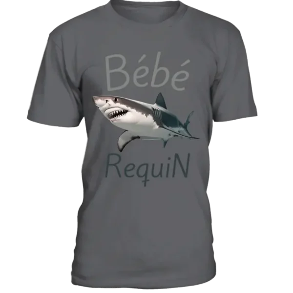 T-Shirt Bébé Requin - Doux, Confortable et Durable - Col Rond Unisexe pour Homme et Femme