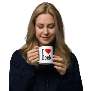 I love geek Mug Blanc Brillant