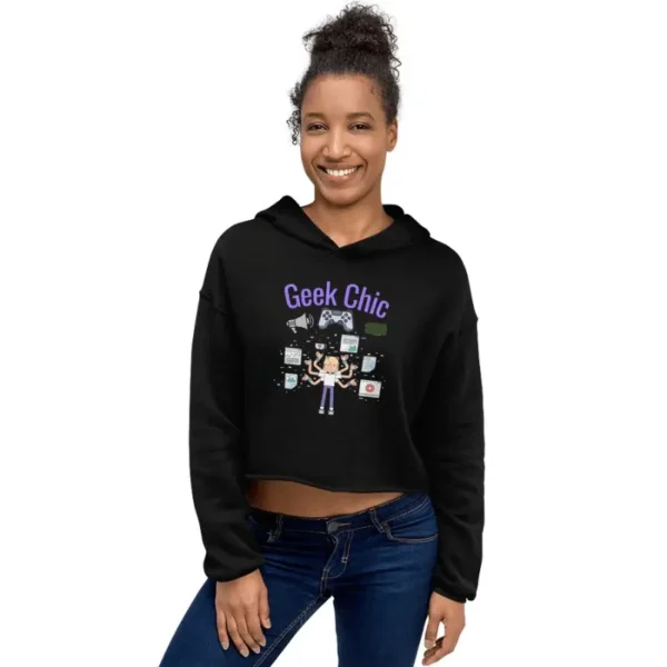 🚀 Sweat à Capuche Crop-Top Geek Chic : Levez Votre Style au Niveau Supérieur ! 🎮