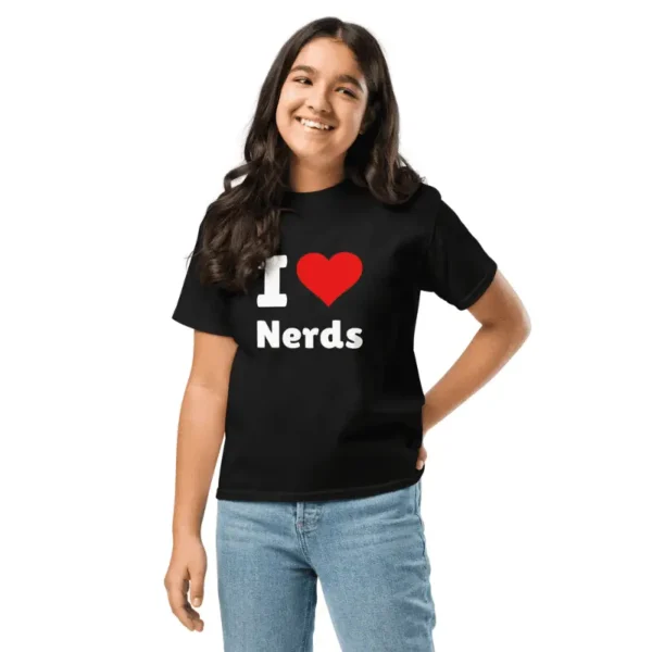 T-shirt classique enfant fille I love Nerds