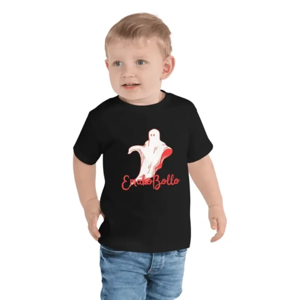 Enfant en bas âge arborant un t-shirt enfant manches courtes noir EmakoBollo Halloween