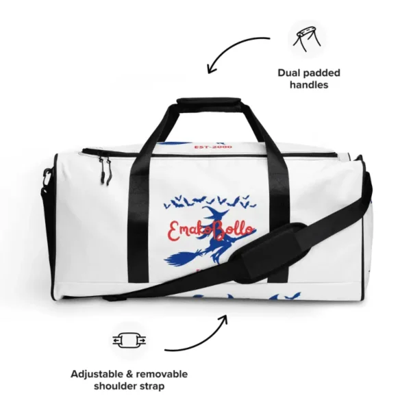 duffle bag EmakoBollo blanc avec le design halloween manches noires