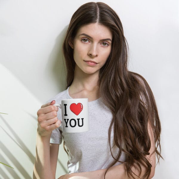 Mug Couple Blanc Brillant I Love You : Cadeau parfait pour amoureux. – Image 2