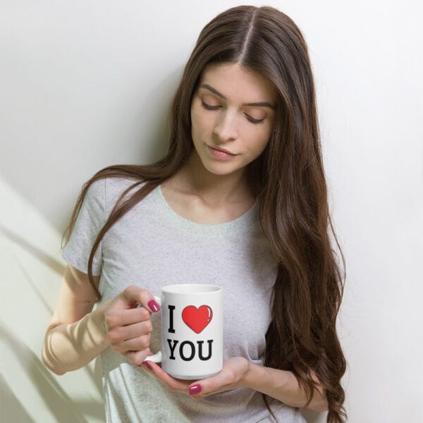 Mug Couple Blanc Brillant I Love You : Cadeau parfait pour amoureux. – Image 3