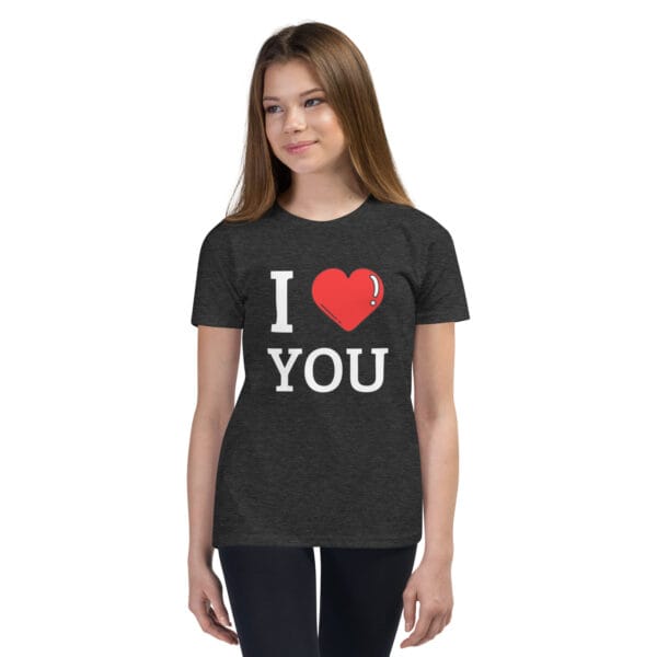 T-shirt à Manches Courtes pour Adolescent I love you : Qualité Premium, Coton Bio, Confort Maximal. – Image 5