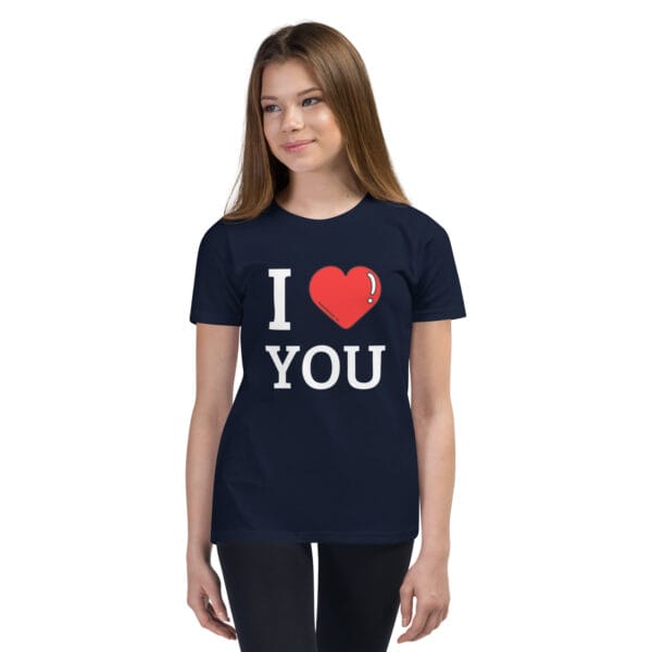 T-shirt à Manches Courtes pour Adolescent I love you : Qualité Premium, Coton Bio, Confort Maximal. – Image 2