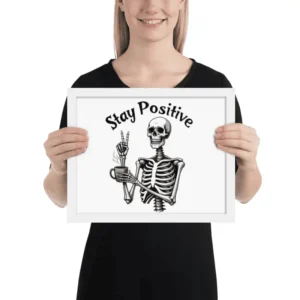 Photo d(une affiche encadrée avec l'illustration 3stay positive"